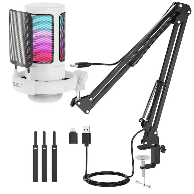 USB Microphone For PC, Gaming Mic For PS4/PS5/Mac/Phone, Condenser Microphone With Touch Mute