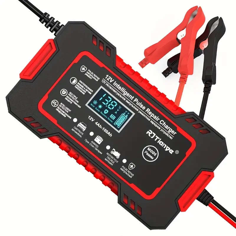 Battery Charger for Cars, Motorcycles, Trucks, ATVs & Boats 12V 6A Smart Pulse Repair Charger