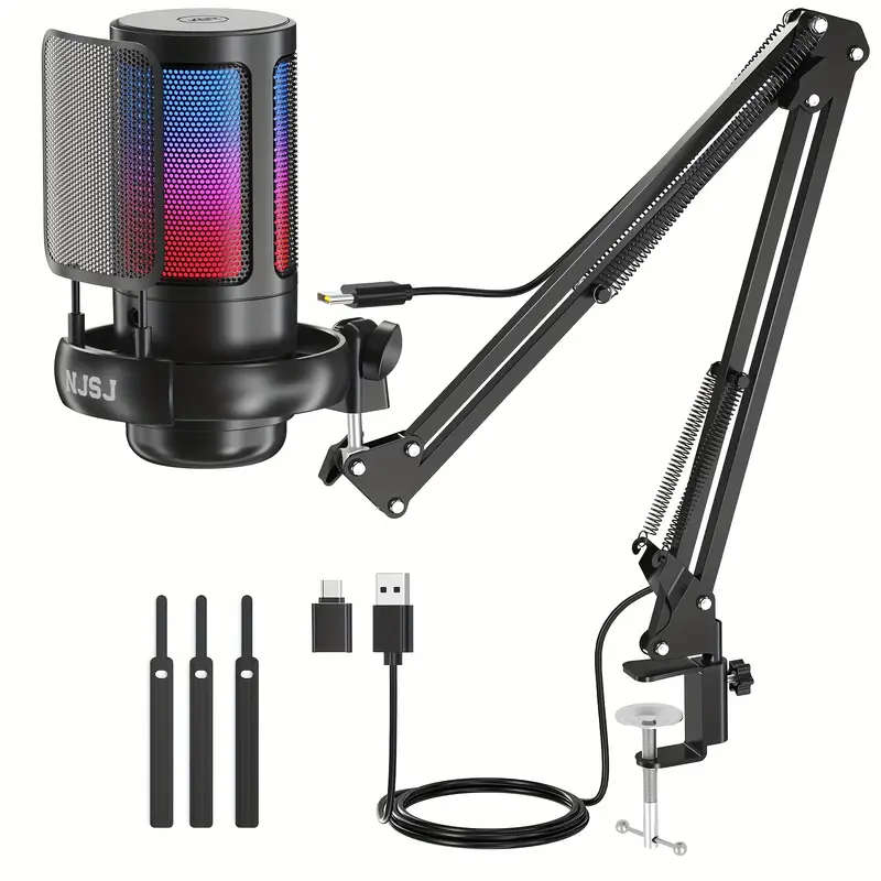 USB Microphone For PC, Gaming Mic For PS4/PS5/Mac/Phone, Condenser Microphone With Touch Mute