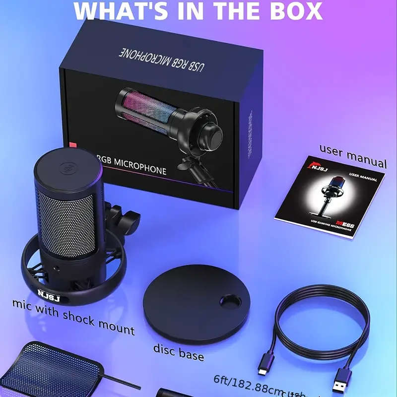 USB Microphone For PC, Gaming Mic For PS4/PS5/Mac/Phone, Condenser Microphone With Touch Mute