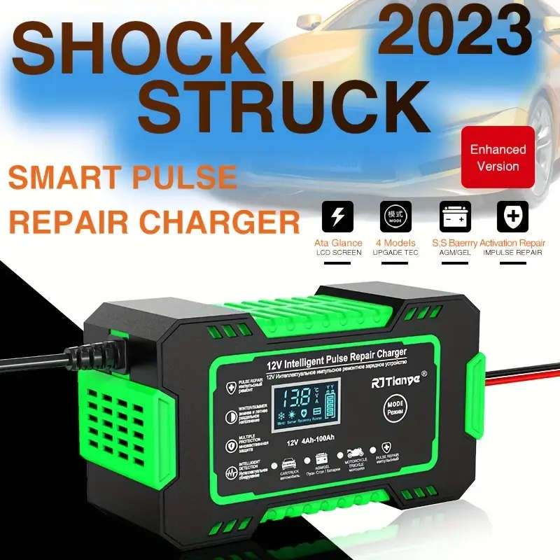 Battery Charger for Cars, Motorcycles, Trucks, ATVs & Boats 12V 6A Smart Pulse Repair Charger