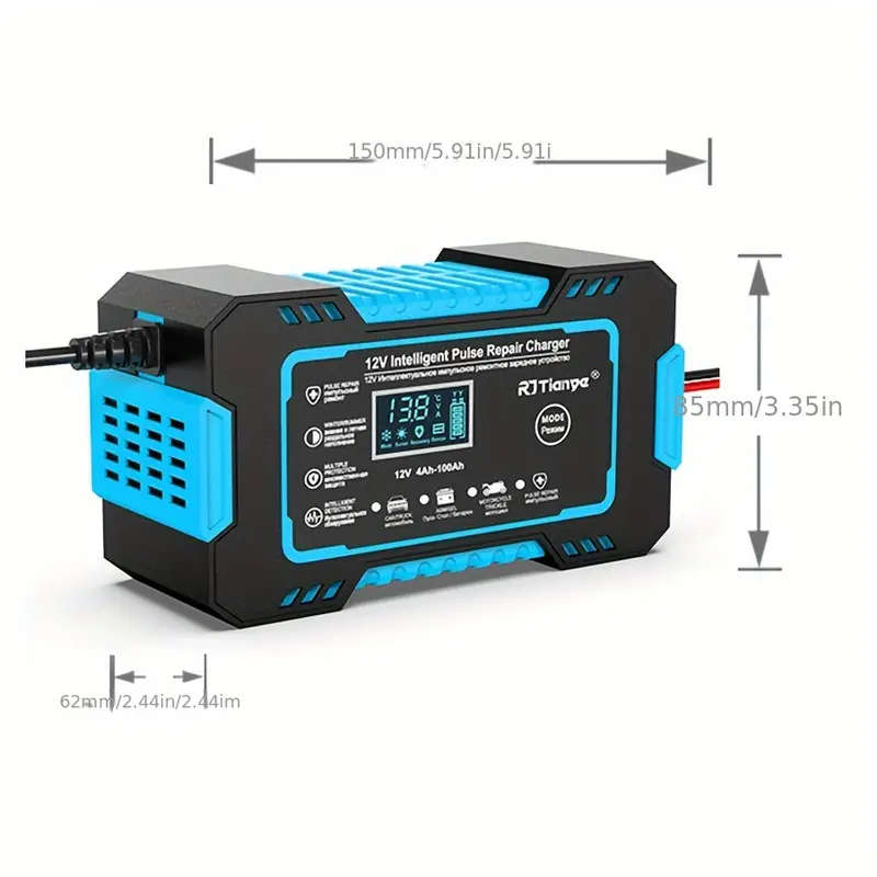 Battery Charger for Cars, Motorcycles, Trucks, ATVs & Boats 12V 6A Smart Pulse Repair Charger
