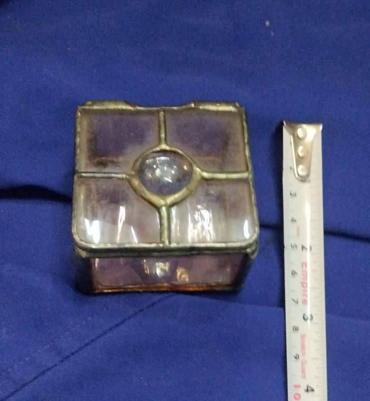 Vintage lead and stained glass jewel trinket box