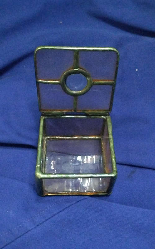 Vintage lead and stained glass jewel trinket box