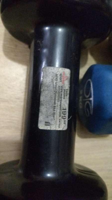 Lot of "dumbell" weights and Ab training wheel to clear