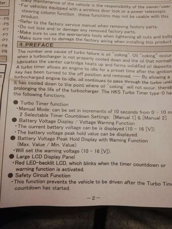 HKS Turbo Timer. For automatic turbo cooling to switching off vehicle