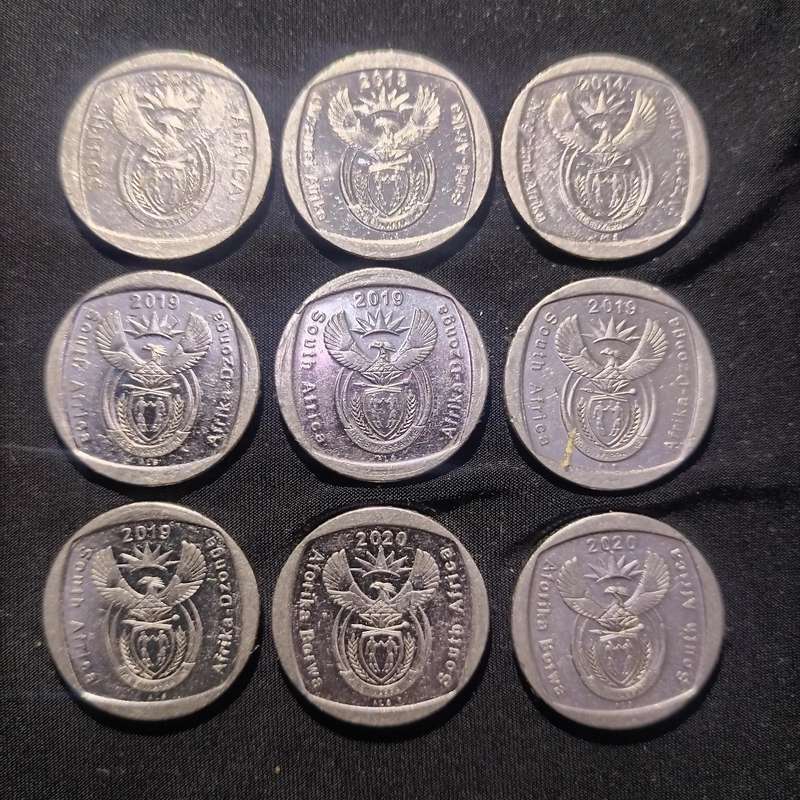 9 South African circulated COMMEMORATIVE coins in good to very good condition