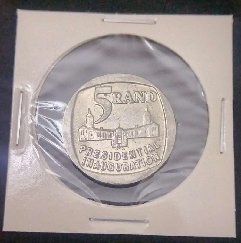 A lot of commemorative R5 coins. Includes a '94 presidential inauguration coin