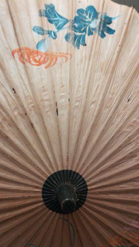 Vintage Asian Bamboo & Rice paper parasol umbrella