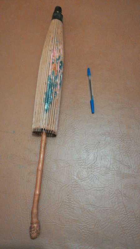 Vintage Asian Bamboo & Rice paper parasol umbrella