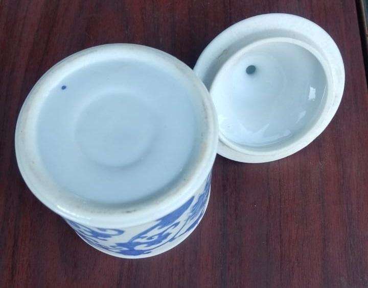 Floral blue multi purpose storage jar with lid