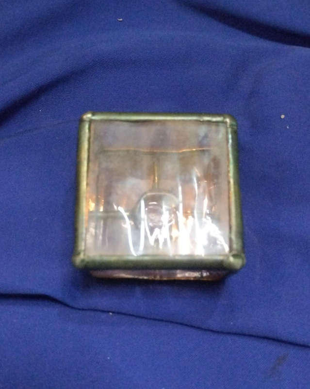 Vintage lead and stained glass jewel trinket box