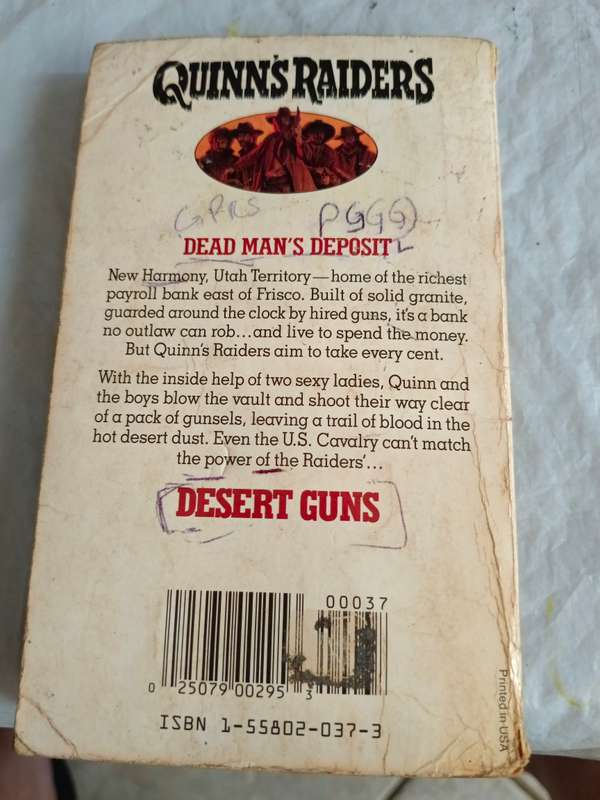 6 x western books in series Quinraiders by J D Bodine