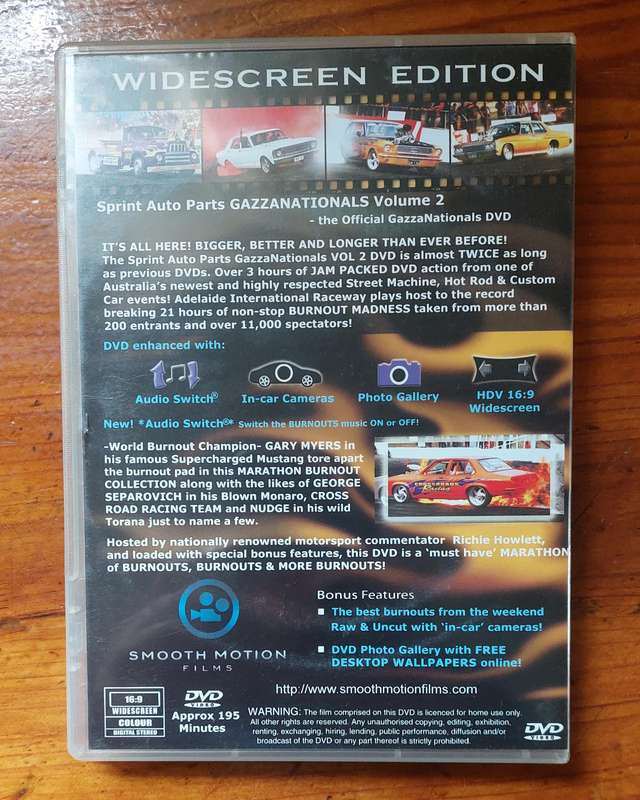 Gazza Nationals Vol 2 - V8 Burnout Festival Dvd
