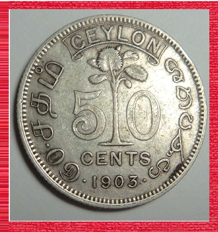 Ceylon, King Edward VII, Silver 50 Cents of 1903
