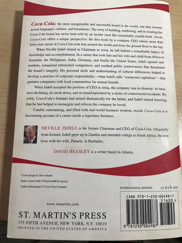 Book Coca Cola  - Inside Coca Cola : CEO Story of Coca Cola - interesting read