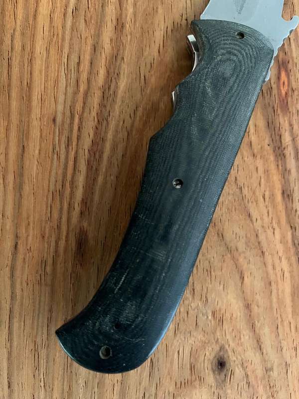 EDC Knife : Bench made MT Knives : Recurve folder African Hardwood :  every day carry knife