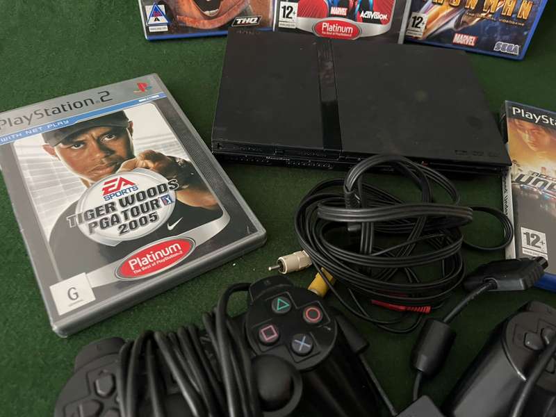 Playstation 2 Console with 5 games, 2 controllers, 8GB memory card