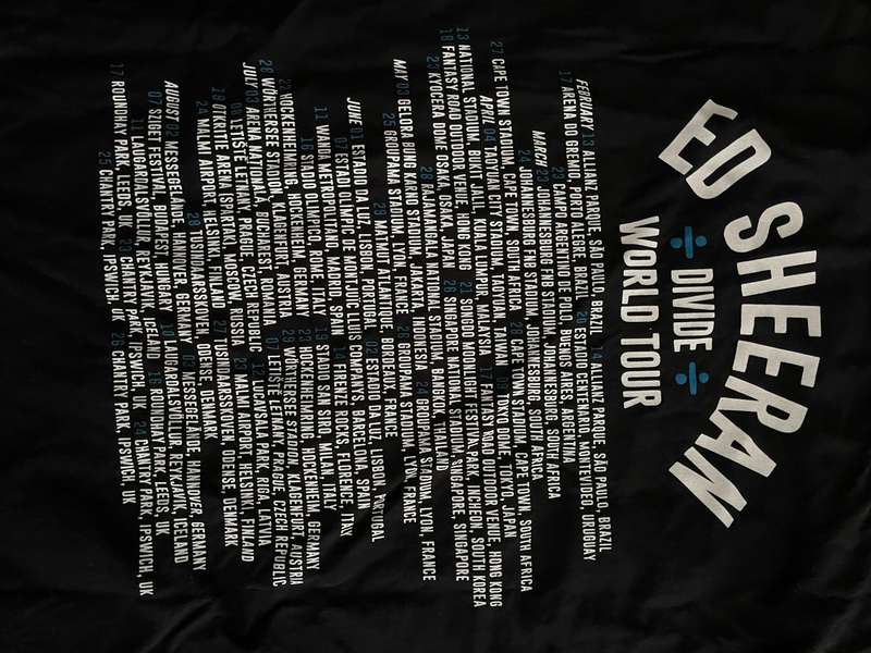 Music Concert Memorablia Ed Sheeran Concert T-Shirt: Divide World Tour Size XL