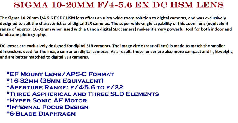 Sigma 10-20mm f/4-5.6 EX DC HSM Lens for Canon Digital SLR Cameras - Wide Angle