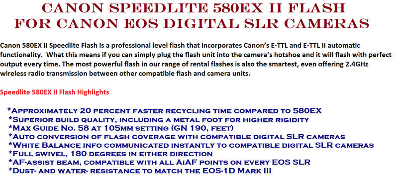 Canon Speedlite 580EX II Flash for Canon EOS Digital SLR Cameras