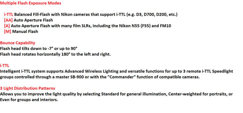 Nikon SB-900 AF Speedlight Flash for Nikon Digital SLR Cameras
