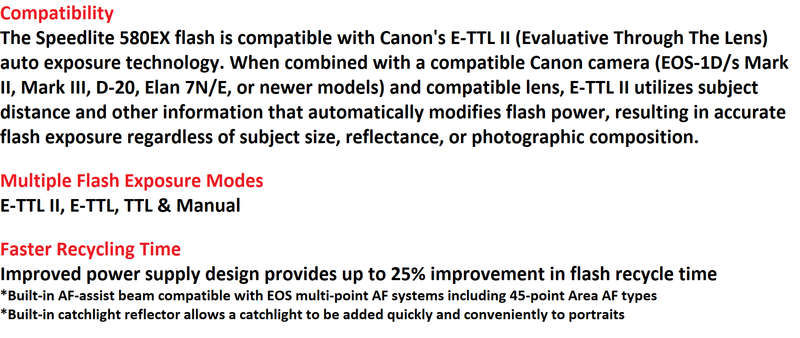 Canon Speedlite 580EX II Flash for Canon EOS Digital SLR Cameras