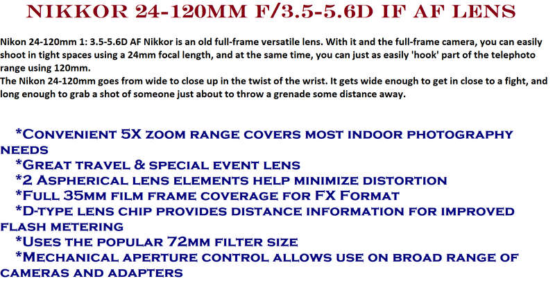 Nikkor 24-120mm f/3.5-5.6D IF AF lens