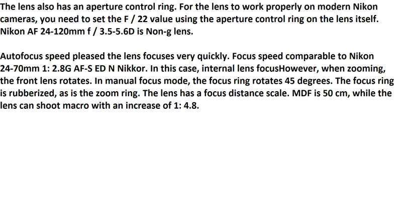 Nikkor 24-120mm f/3.5-5.6D IF AF lens