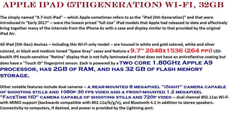 Apple iPad (5thGEneration) Wi-Fi, 32GB - Space Gray