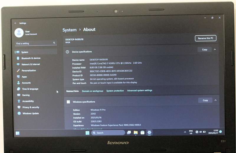 Lenovo E51-80 , Intel Core i7-6500U,  8GB RAM, 256GB SSD, 2GB AMD Radeon R5 M330 GDDR5, 15.6" HD
