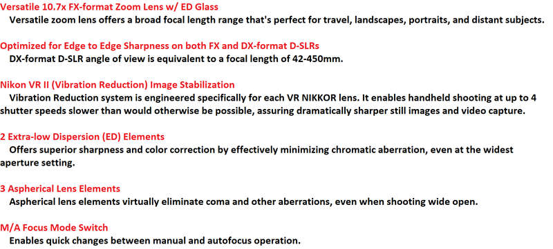 Nikon AF-S 28-300mm f/3.5-5.6 G ED VR Lens