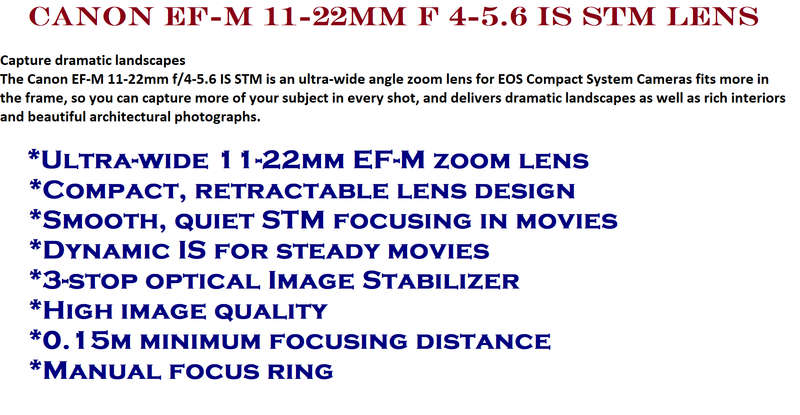 Canon EF-M 11-22mm f 4-5.6 IS STM lens
