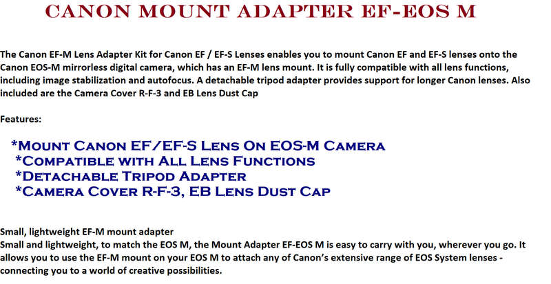 Canon Mount Adapter EF-EOS M
