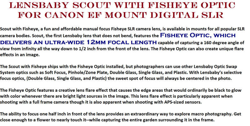 Lensbaby Scout with Fisheye Optic for Canon EF Mount Digital SLR Cameras