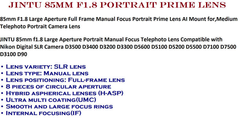 Lightdow 85mm F1.8 Large Aperture Fixed Focus Portrait Macro Manual Focus Camera Lens for Nikon