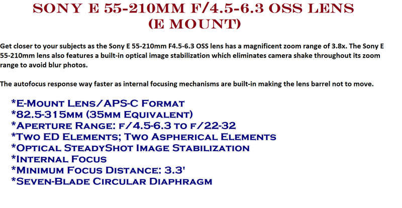 Sony E 55-210mm f/4.5-6.3 OSS Lens - (E Mount)