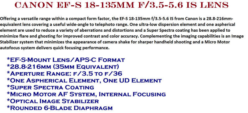 Canon EF-S 18-135mm f/3.5-5.6 IS Lens