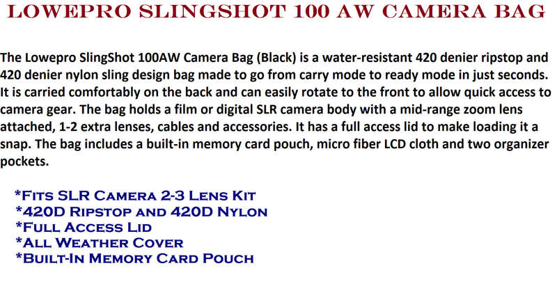 Lowepro SlingShot 100 AW Camera Bag (Black)