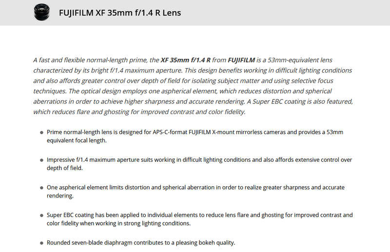 Fujifilm XF 35mm f/1.4 R Prime Lens