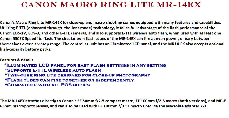 Canon Macro Ring Lite MR-14EX
