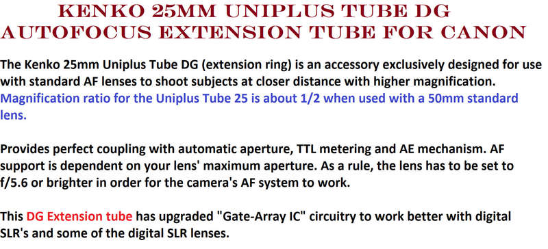 Kenko 25mm Uniplus Tube DG Autofocus Extension Tube for Canon EOS EF