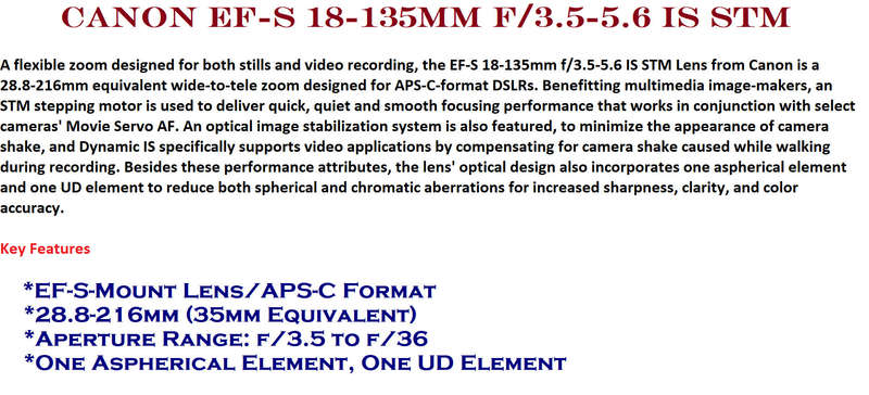 Canon EF-S 18-135mm f/3.5-5.6 IS STM