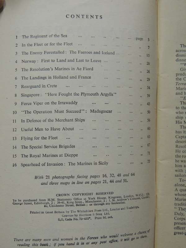 The Royal Marines, The Admirality account of their achievement 1939-43Publ 1944