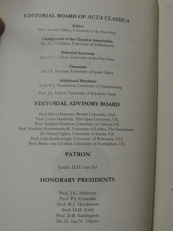 Asklepios: Studies On Ancient Medicine (Acta Classica Supplementum II)ed Louise Cilliers