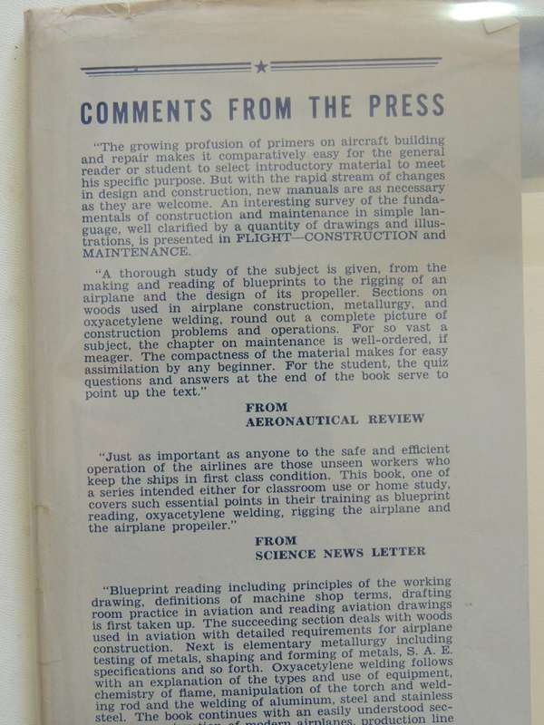 Flight: Construction & Maintenance, General Survey Of Fundamentals Of Aviation 1942 - Bailey Wright