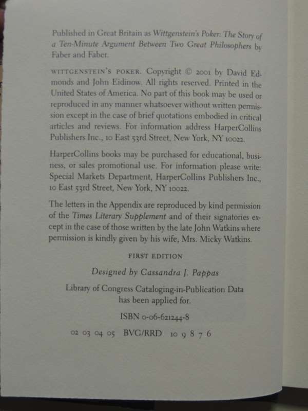 Wittgenstein's Poker: The Story Of A Ten-Minute Argument Between Two Great Philosophers David Edmond