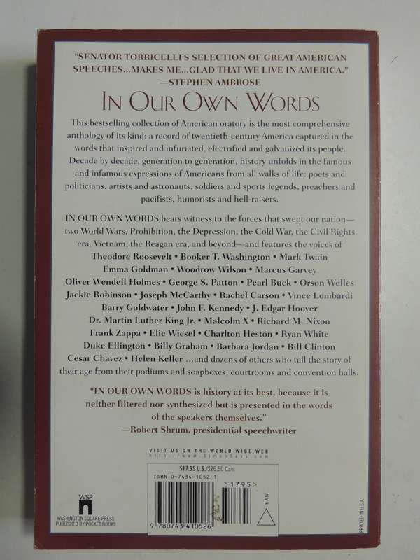 In Our Own Words: Extraordinary Speeches Of The American Century - Sen. Robert Torricelli & A Carrol