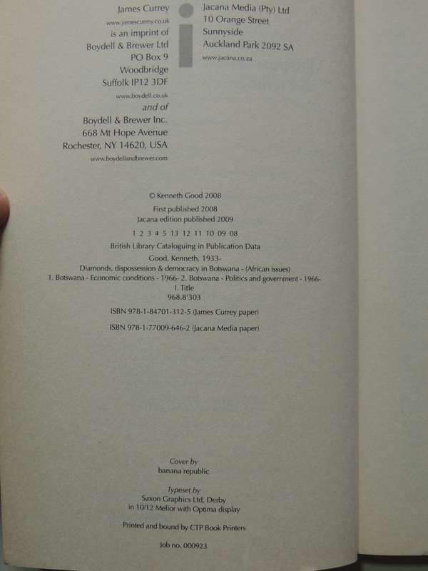 Diamonds, Dispossession And Democracy In Botswana - Kenneth Good
