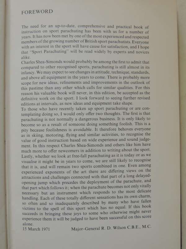 Sport Parachuting (1971) - Charles Shea-Simonds    SOME MARKING